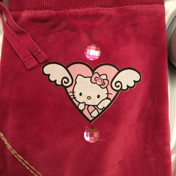 SUPER CUTE velour joggers with hello kitty and crystal details! - Picture 12 of 15